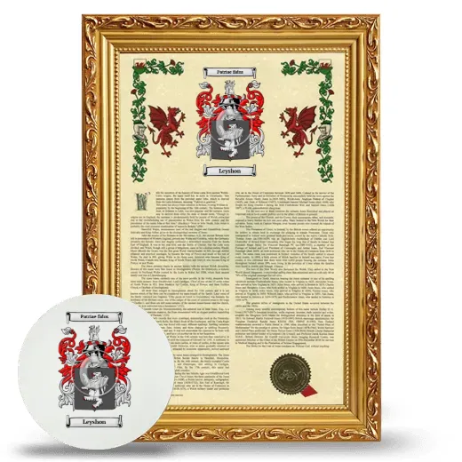 Leyshon Framed Armorial History and Mouse Pad - Gold
