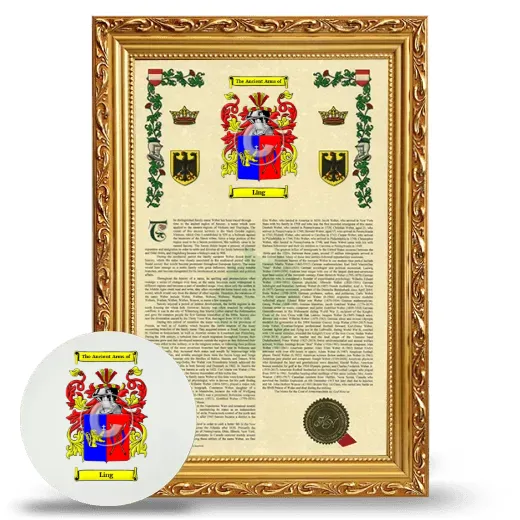 Ling Framed Armorial History and Mouse Pad - Gold
