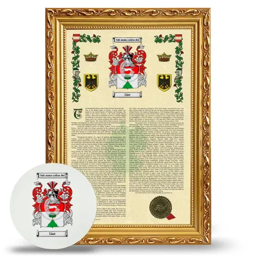 Lint Framed Armorial History and Mouse Pad - Gold