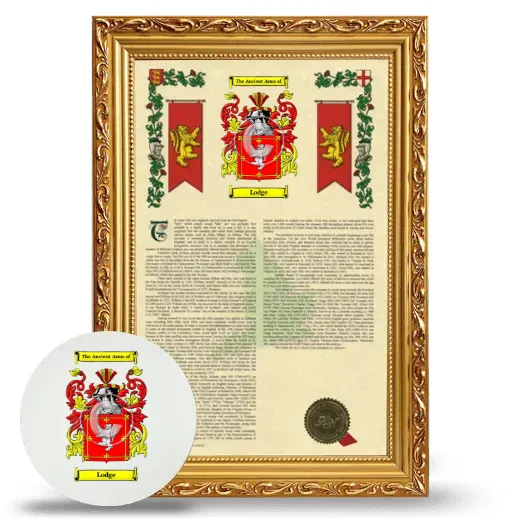 Lodge Framed Armorial History and Mouse Pad - Gold