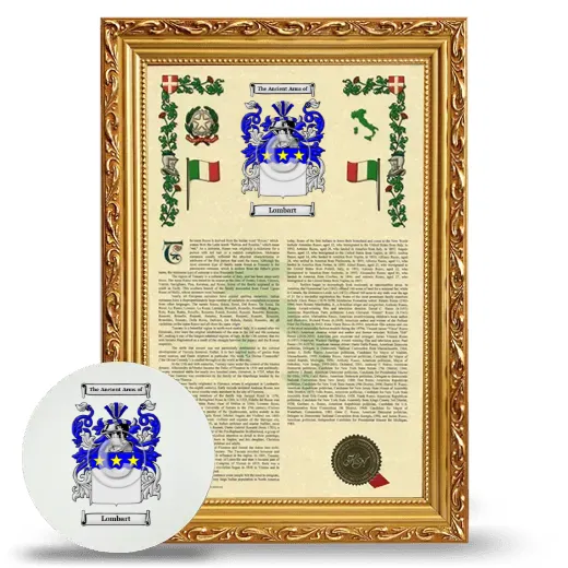 Lombart Framed Armorial History and Mouse Pad - Gold