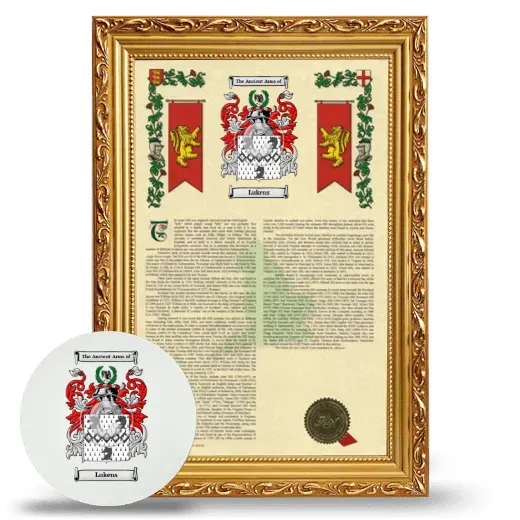Lukens Framed Armorial History and Mouse Pad - Gold