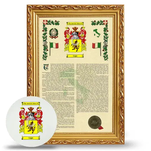 Lupe Framed Armorial History and Mouse Pad - Gold