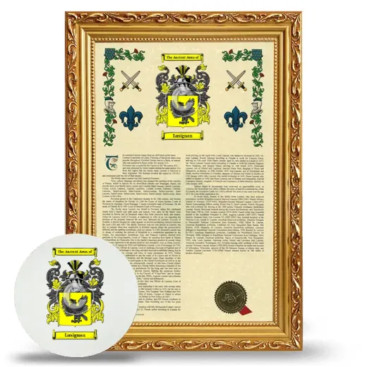 Lusignan Framed Armorial History and Mouse Pad - Gold