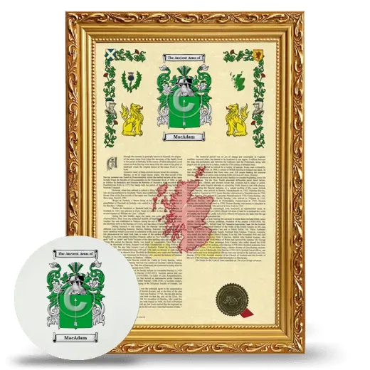 Macadam Framed Armorial History and Mouse Pad - Gold