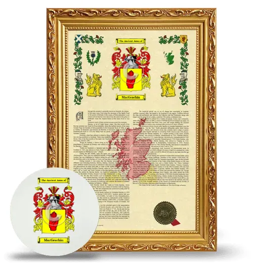 MacGeachin Framed Armorial History and Mouse Pad - Gold