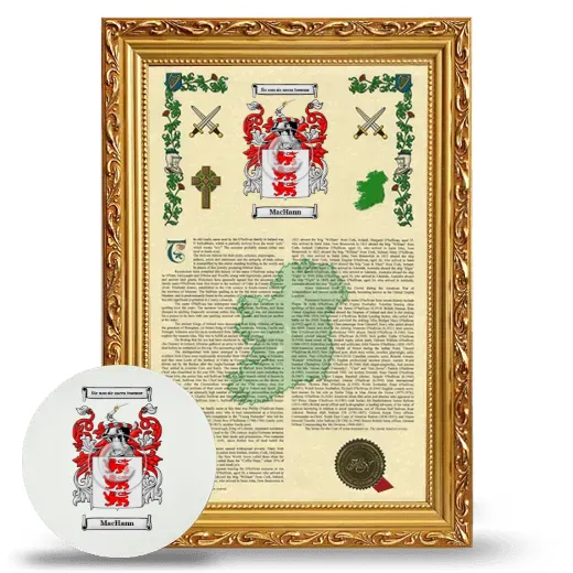 MacHann Framed Armorial History and Mouse Pad - Gold