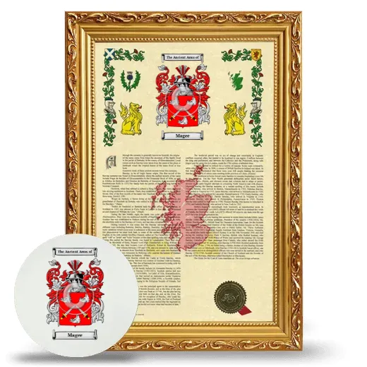 Magee Framed Armorial History and Mouse Pad - Gold