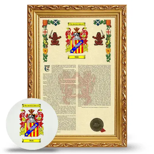 Mak Framed Armorial History and Mouse Pad - Gold