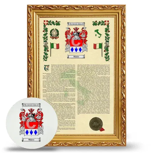 Marco Framed Armorial History and Mouse Pad - Gold