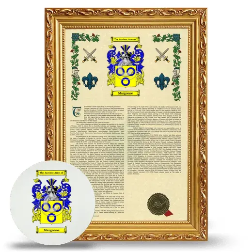 Margonne Framed Armorial History and Mouse Pad - Gold
