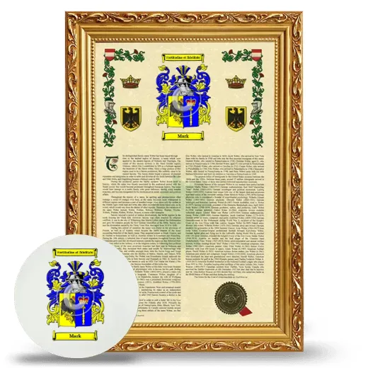 Mark Framed Armorial History and Mouse Pad - Gold