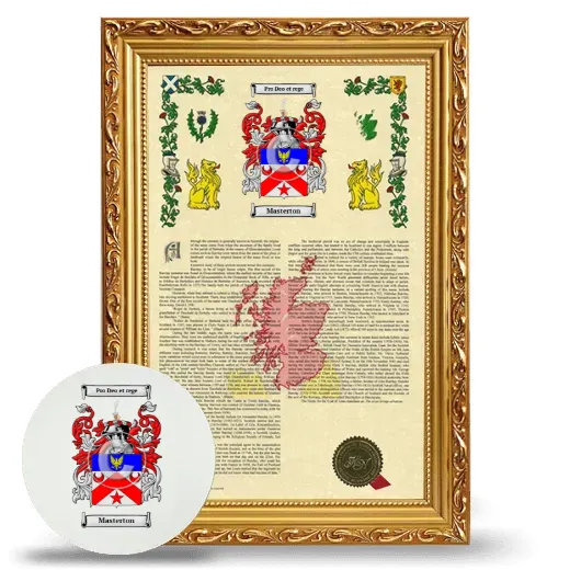 Masterton Framed Armorial History and Mouse Pad - Gold