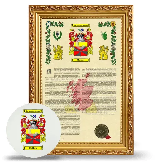 Mathew Framed Armorial History and Mouse Pad - Gold