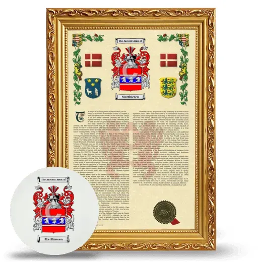 Matthiesen Framed Armorial History and Mouse Pad - Gold
