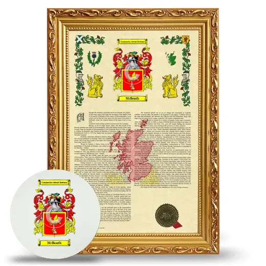 McBeath Framed Armorial History and Mouse Pad - Gold