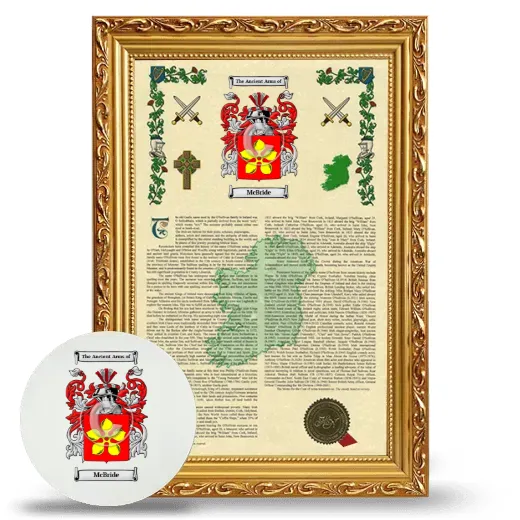 McBride Framed Armorial History and Mouse Pad - Gold