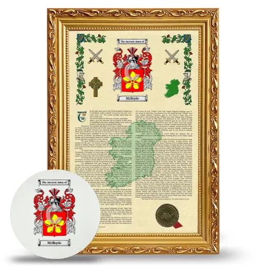 McBryde Framed Armorial History and Mouse Pad - Gold