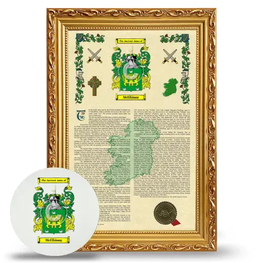 McElhinny Framed Armorial History and Mouse Pad - Gold