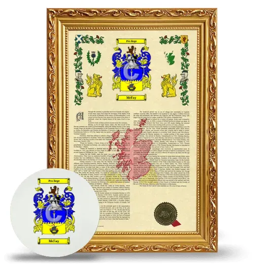 McFay Framed Armorial History and Mouse Pad - Gold