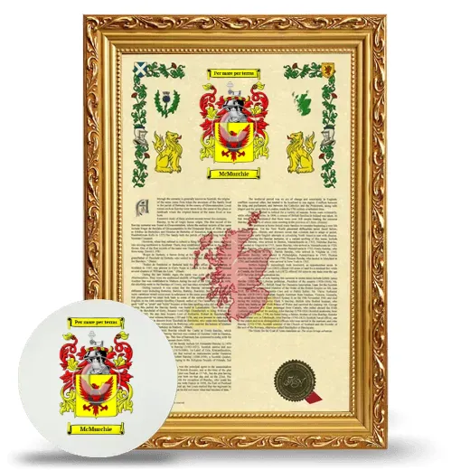 McMurchie Framed Armorial History and Mouse Pad - Gold