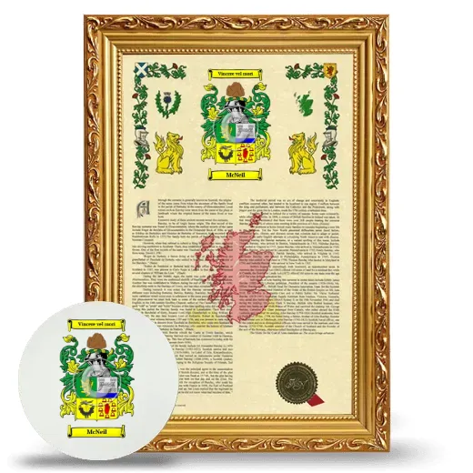 McNeil Framed Armorial History and Mouse Pad - Gold