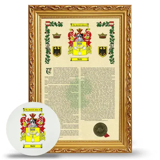 Mehl Framed Armorial History and Mouse Pad - Gold