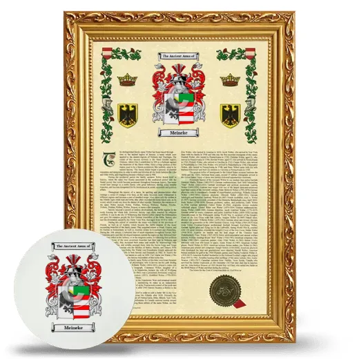 Meineke Framed Armorial History and Mouse Pad - Gold