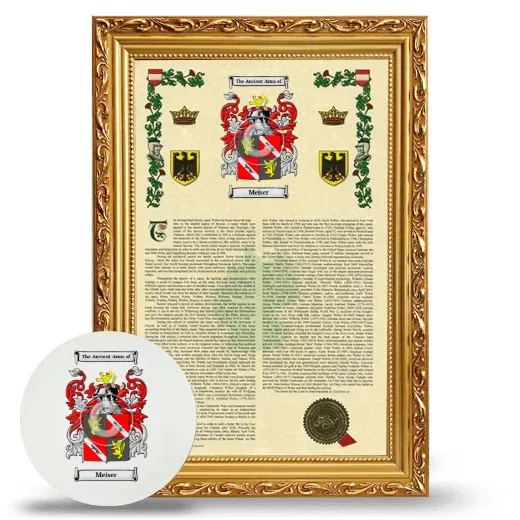 Meiser Framed Armorial History and Mouse Pad - Gold