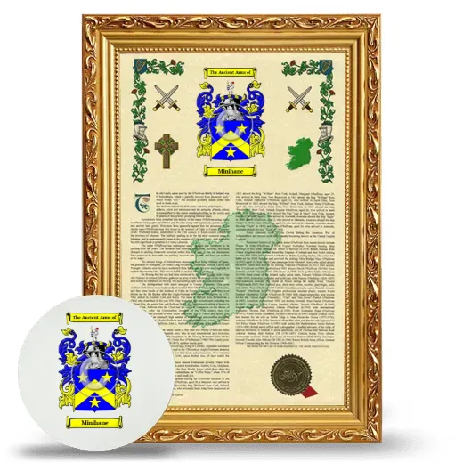 Minihane Framed Armorial History and Mouse Pad - Gold
