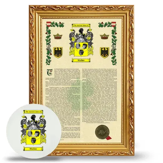 Morher Framed Armorial History and Mouse Pad - Gold