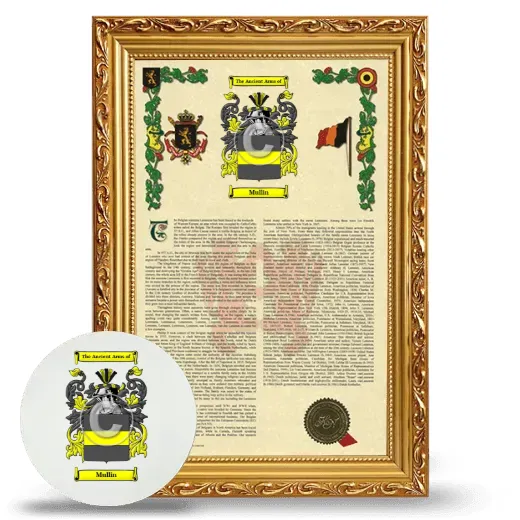 Mullin Framed Armorial History and Mouse Pad - Gold