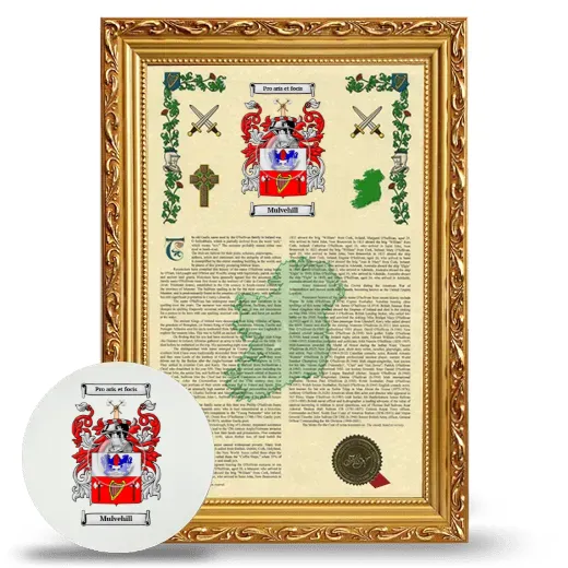 Mulvehill Framed Armorial History and Mouse Pad - Gold