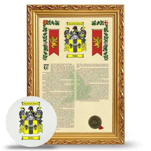 Nailor Framed Armorial History and Mouse Pad - Gold