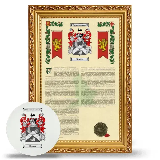Neatby Framed Armorial History and Mouse Pad - Gold