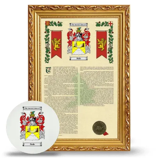 Nede Framed Armorial History and Mouse Pad - Gold