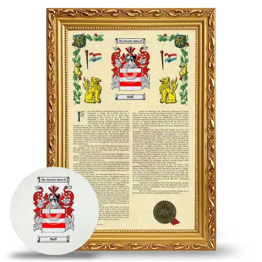 Neff Framed Armorial History and Mouse Pad - Gold