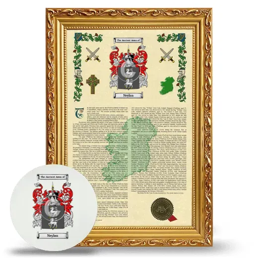 Neylan Framed Armorial History and Mouse Pad - Gold