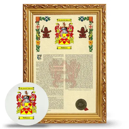 Nickeson Framed Armorial History and Mouse Pad - Gold