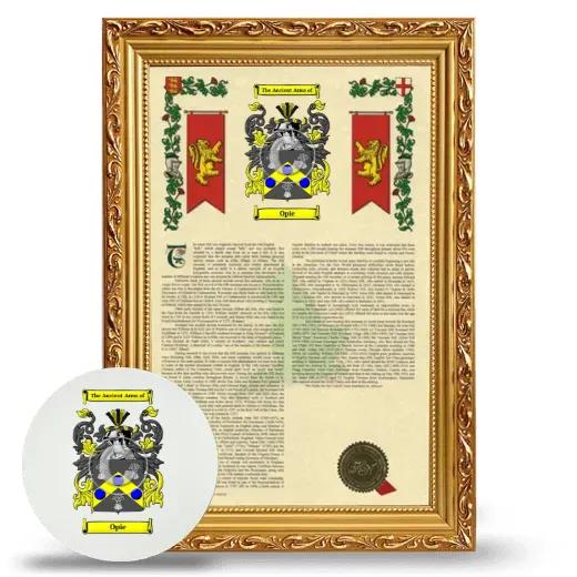 Opie Framed Armorial History and Mouse Pad - Gold