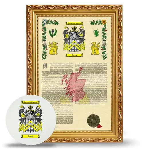Orren Framed Armorial History and Mouse Pad - Gold