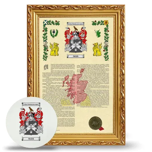Orrick Framed Armorial History and Mouse Pad - Gold