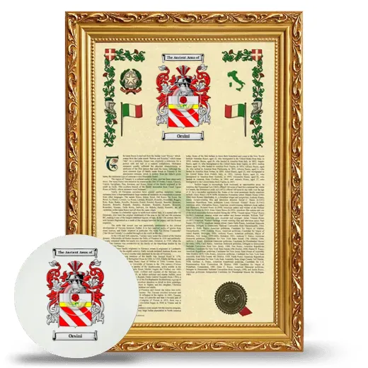 Orsini Framed Armorial History and Mouse Pad - Gold