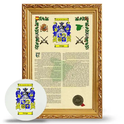 Ortega Framed Armorial History and Mouse Pad - Gold