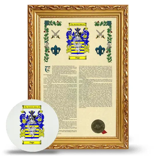 Page Framed Armorial History and Mouse Pad - Gold