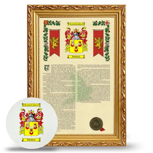 Pateman Framed Armorial History and Mouse Pad - Gold