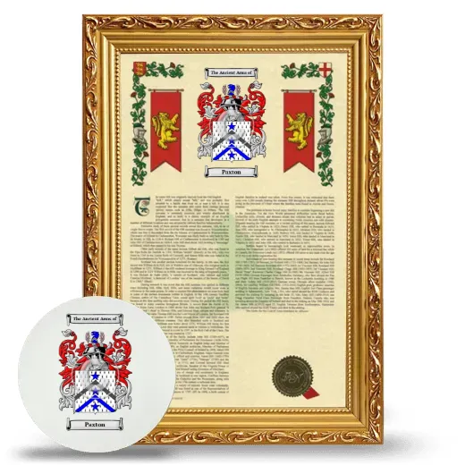 Paxton Framed Armorial History and Mouse Pad - Gold