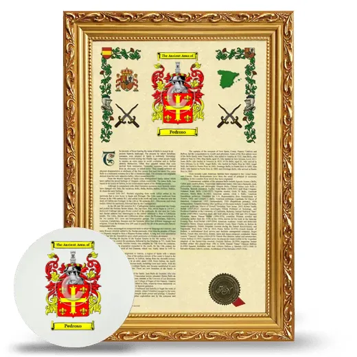Pedroso Framed Armorial History and Mouse Pad - Gold