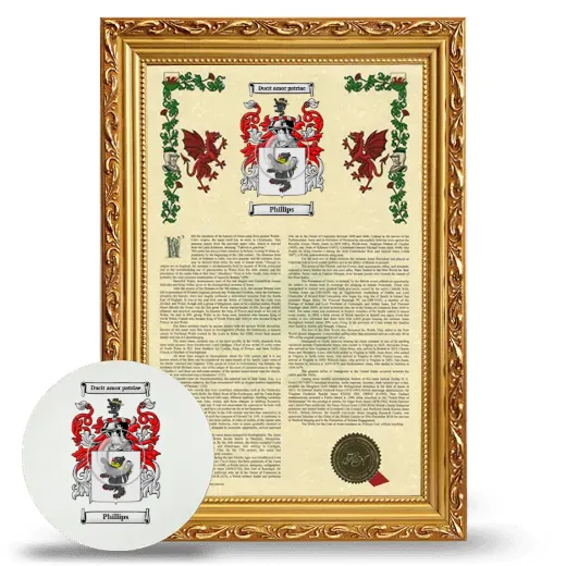 Phillips Framed Armorial History and Mouse Pad - Gold