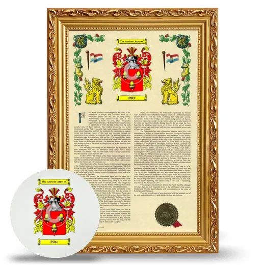 Piltz Framed Armorial History and Mouse Pad - Gold